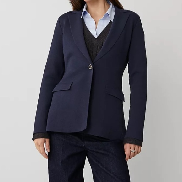 Ann Taylor Navy Slim Sweater Blazer - Picture 7 of 7